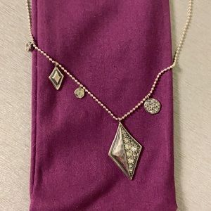 Silpada sterling silver necklace with fixed CZ large charm + four smaller charms